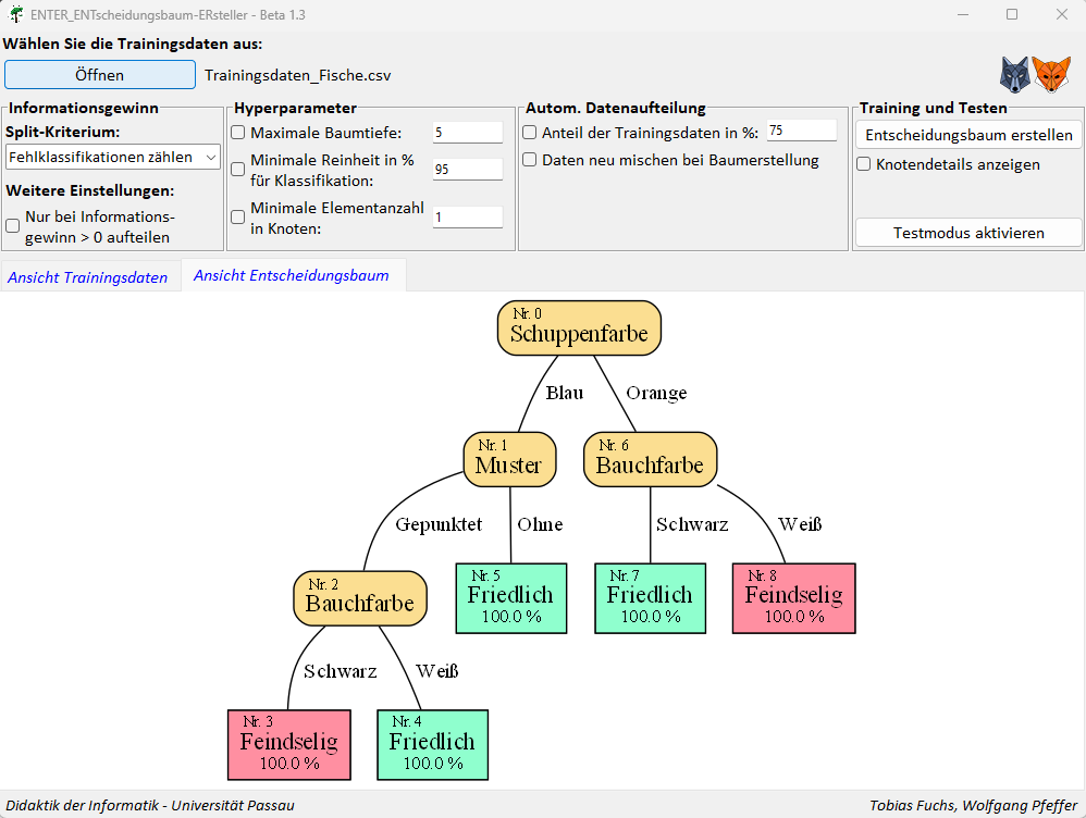 Screenshot des Entscheidung-Erstellers ENTER