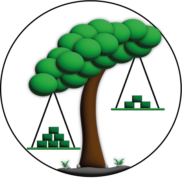 Logo des Entscheidungsbaum-Simulators. Dieses zeigt einen Baum, welcher in der Darstellung an eine Waage angelehnt ist.